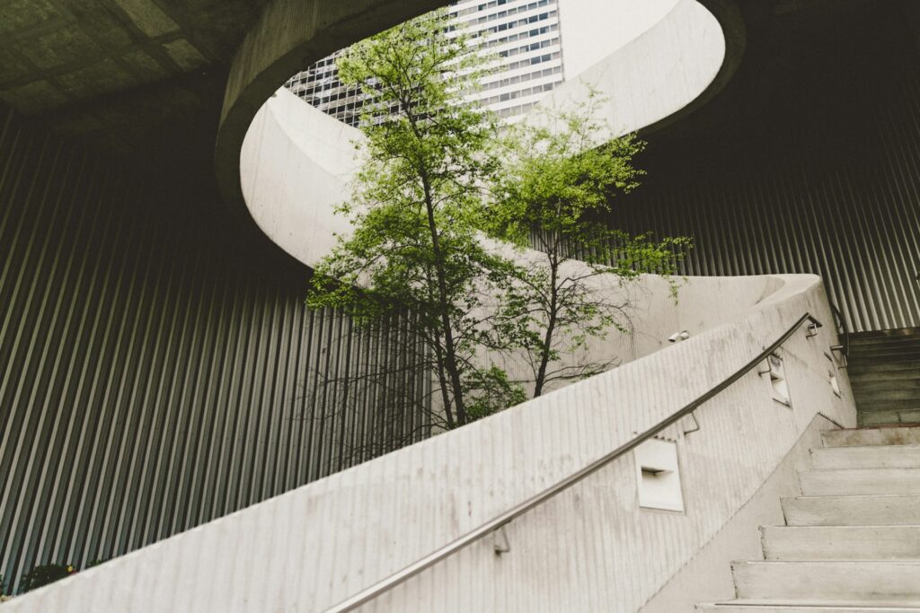 Sustainable tree in a stairway