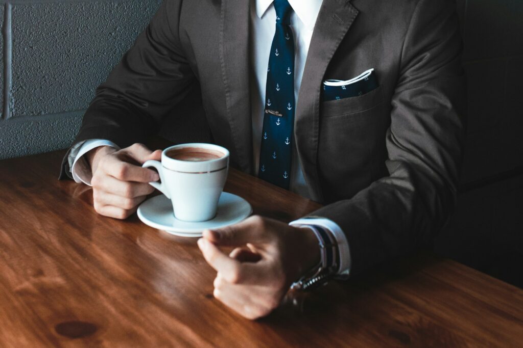 business man drinking coffee