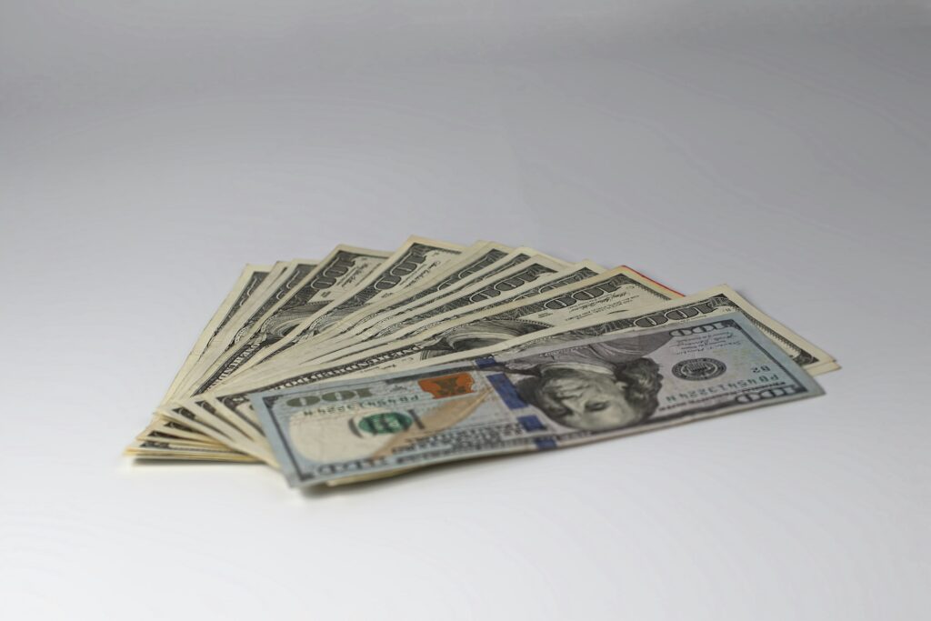 dollars on a table