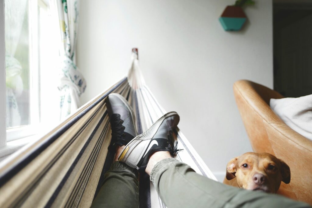resting on hammock