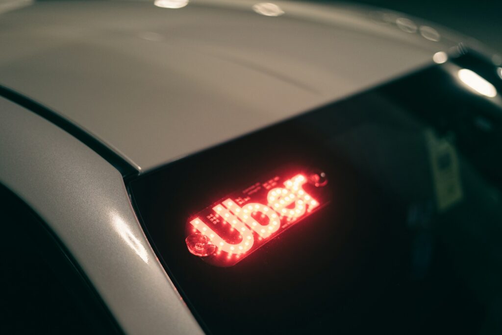 uber sign on car