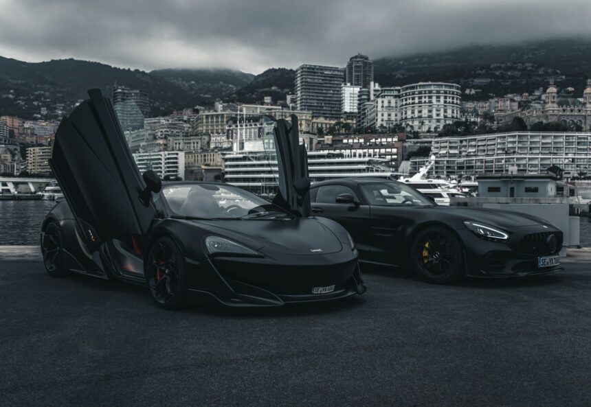 two sports cars at the docks