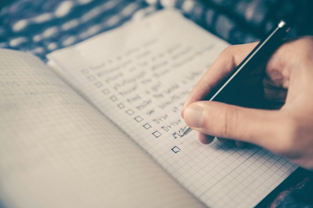 writing in booklet