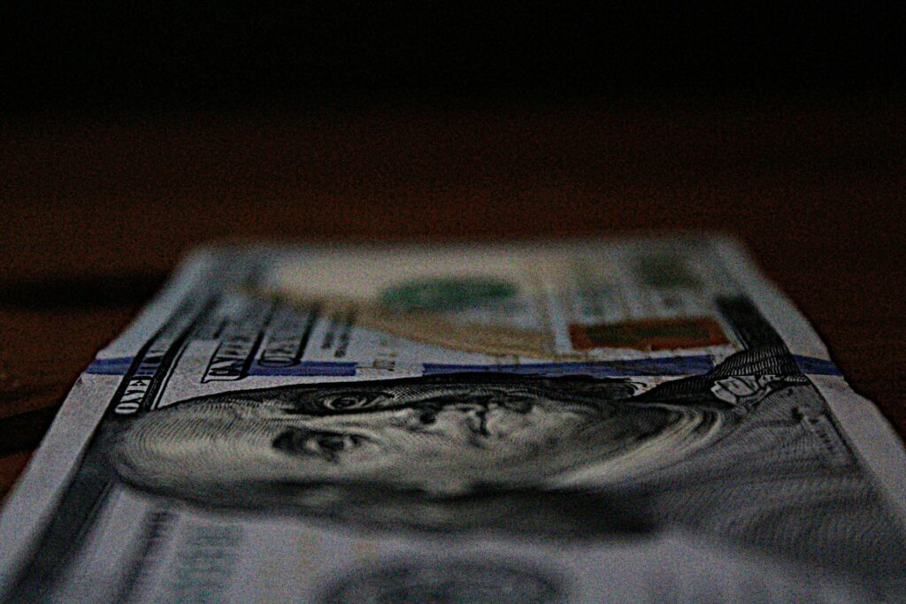 dollar on table