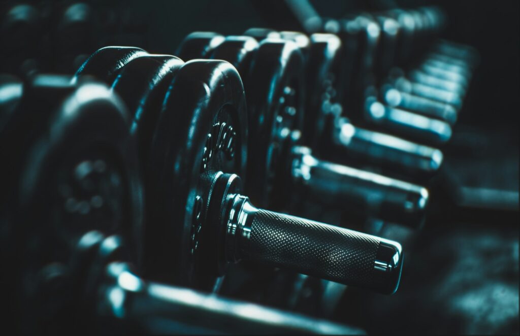 dumbbell on rack