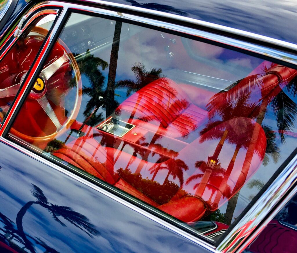 classic ferarri through window
