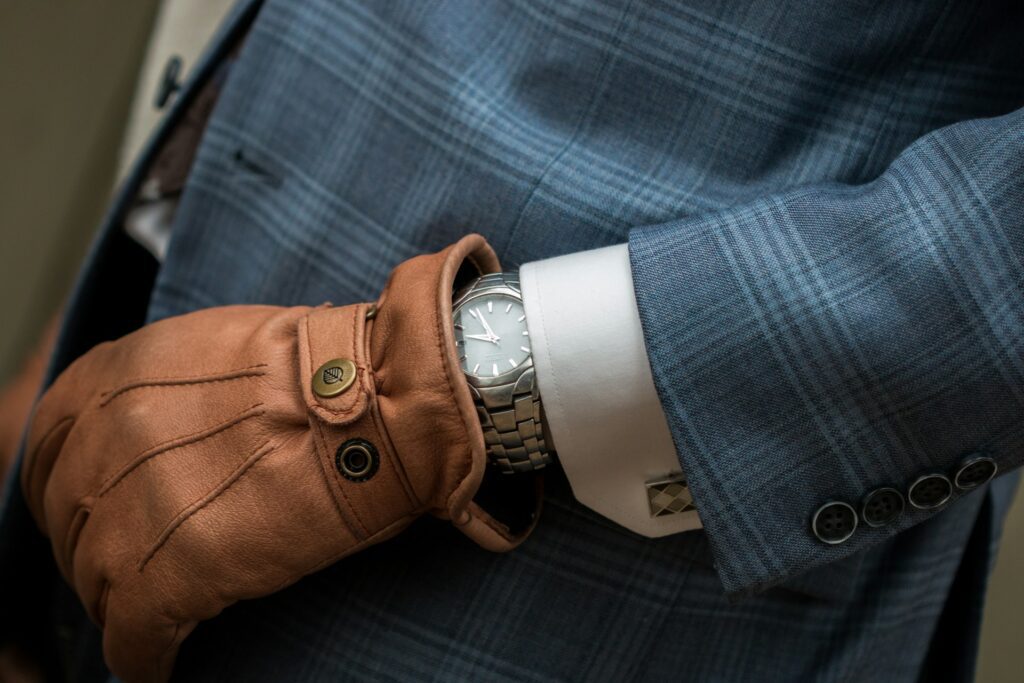 stylish man with glove on
