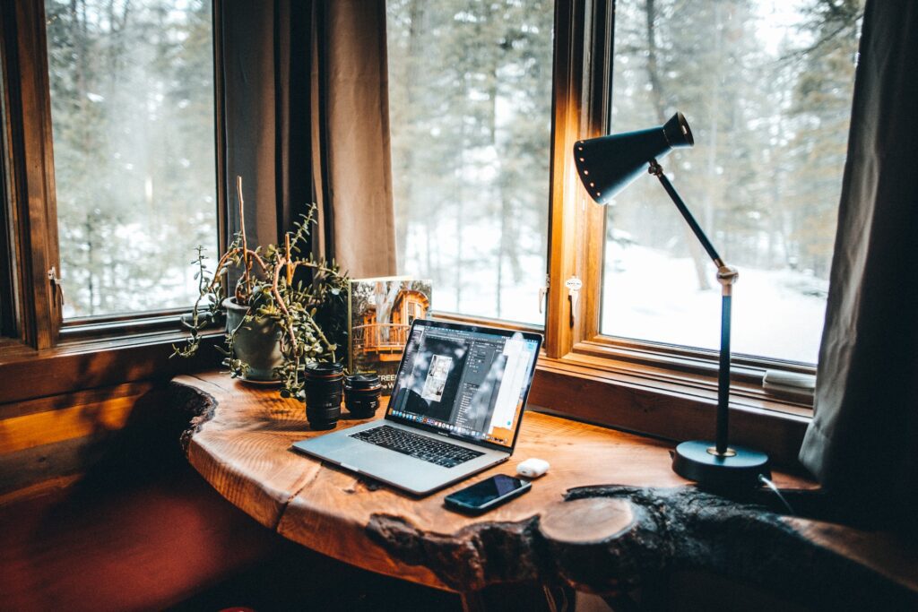 laptop desk set up