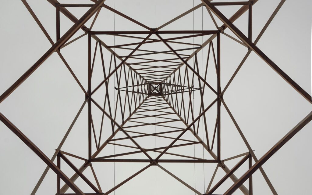 inside of an electricity pylon