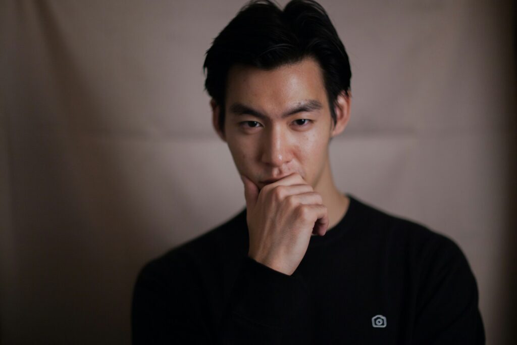 man looking with eye contact