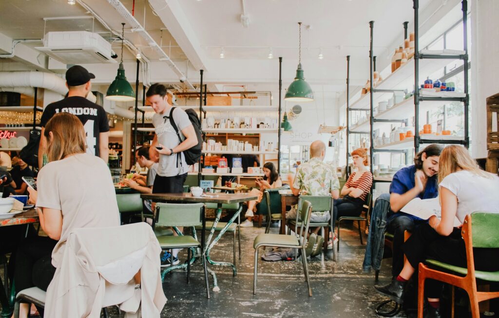 coffee shop full of people