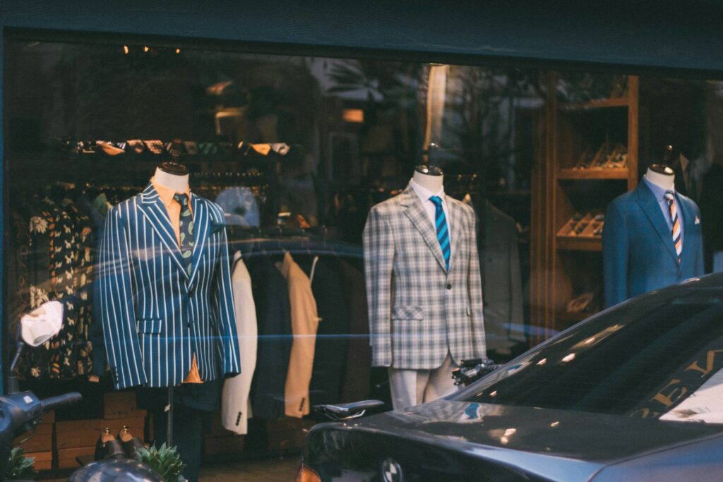 formal attire suits in window
